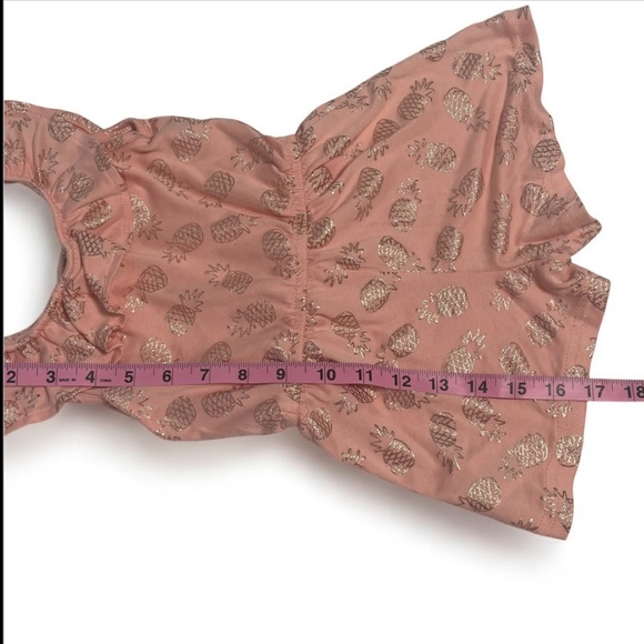 Set of 2 Girls Rompers- Green Floral and a Peach color Pineapple foil Print. - Picture 10 of 14